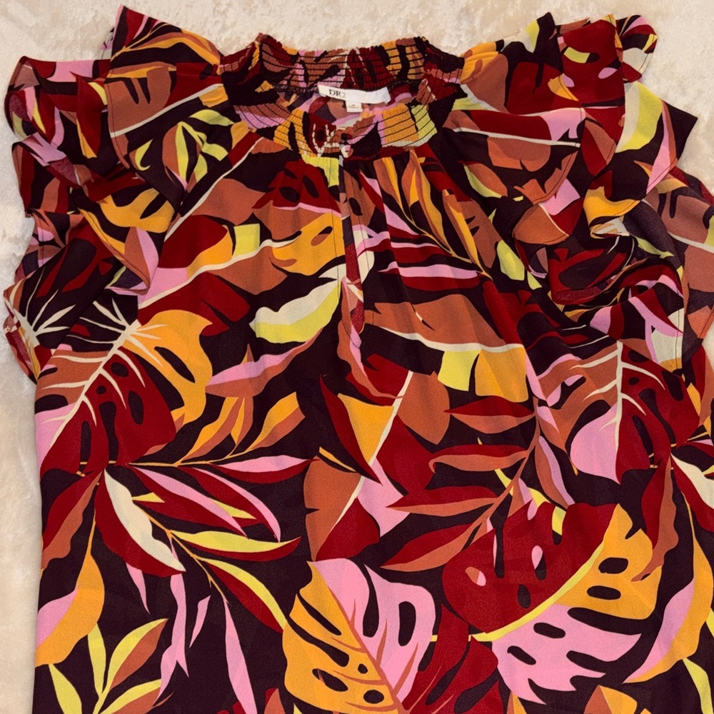 DR2 Multicolor Leaf Print Blouse